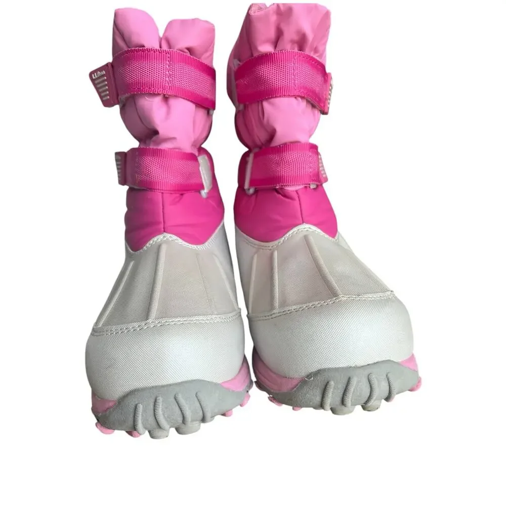 L.L. Bean Boots Treaded Waterproof Lined Winter Snow Ski Rain Pink Girls Size 4